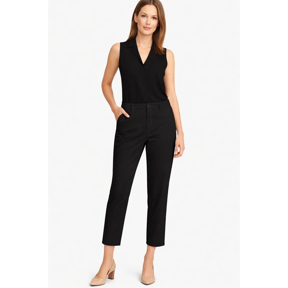 Eileen Fisher Black Ankle Pants Organic Cotton Hemp Blend Petite 8P NWT